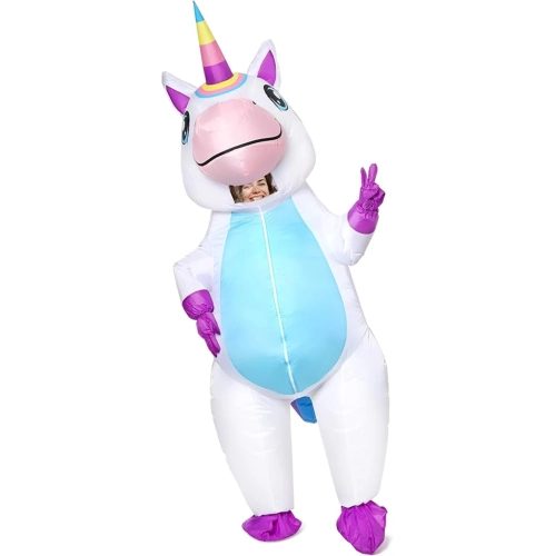 Costume gonflable de licorne pour adultes – Tenue d'Halloween pour tout le corps à enfiler pour les fêtes
