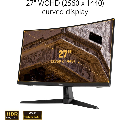 Refurbished - Asus TUF Gaming VG27WQ1B 27 inch Monitor | 2560 x 1440 | 165Hz, 144Hz | Extreme Low Motion Blur, HDR, Curved, FreeSync Premium