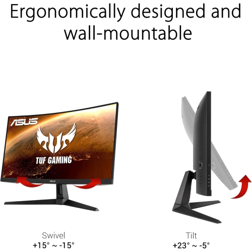 Refurbished - Asus TUF Gaming VG27WQ1B 27 inch Monitor | 2560 x 1440 | 165Hz, 144Hz | Extreme Low Motion Blur, HDR, Curved, FreeSync Premium