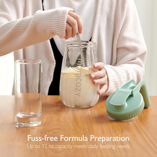 Momcozy Breast Milk Pitcher, Resistant to Heat and Cold Abrupt Temp Swings, No Leak Glass Breast Milk Fridge Storage Container With Wide Mouth, Fast