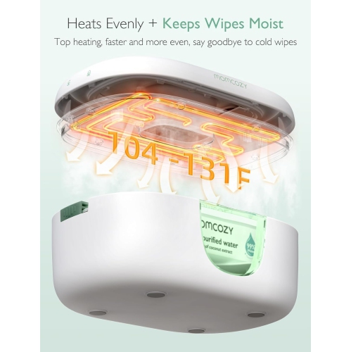 Momcozy Baby Wipe Warmer, Innovative Spring Design, Large Capacity Wipes Dispenser, Fast and Even Heating, 4 Modes of Temperature Heating Control,