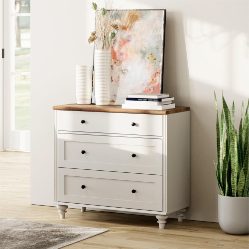 WAMPAT Dresser for Bedroom with 6 Drawers,White Kids Dressers with Wide Chest of Drawers for Living Room,Nursery,Hallway