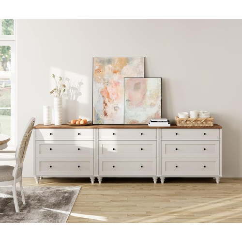 WAMPAT Dresser for Bedroom with 9 Drawers,White Kids Dressers with Wide Chest of Drawers for Living Room,Nursery,Hallway
