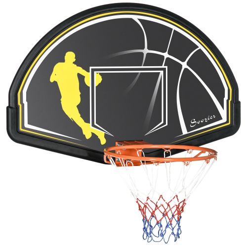 Panier de basketball mural de Soozier, avec panneau incassable de 43,3 x 27,6", mini panier de basketball et panneau arrière pour l'extérieur et