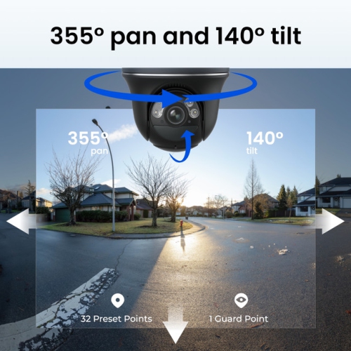 Reolink 4K Solar Security Camera Wireless Outdoor 360° Pan Tilt, 5/2.4 GHz Dual-Band WiFi, Argus PT Ultra Black