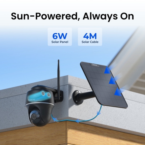 Reolink 4K Solar Security Camera Wireless Outdoor 360° Pan Tilt, 5/2.4 GHz Dual-Band WiFi, Argus PT Ultra Black