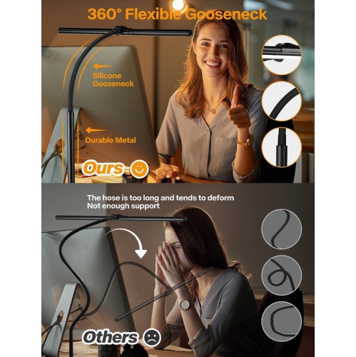 YOULIGHTS Desk Lamp for Office Home - Eye-Caring Architect Task Lamp 25 Lighting Modes Adjustable LED Desk Lamp Flexible Gooseneck Clamp Light for