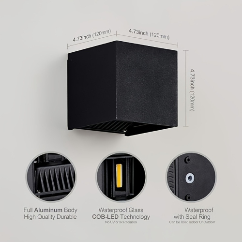 4 Pack LED Aluminum Waterproof Wall Light, Waterproof Outdoor Light 20W 110-240V 3000K (Not Dimmable) Outdoor Wall Light Warm Light 2 LEDs