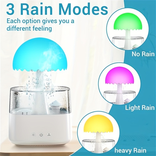 YOULIGHTS Rain cloud drip humidifier with remote control, 2 in 1 rain cloud diffuser, 450 ml rain cloud drip humidifier, 7 color mushroom