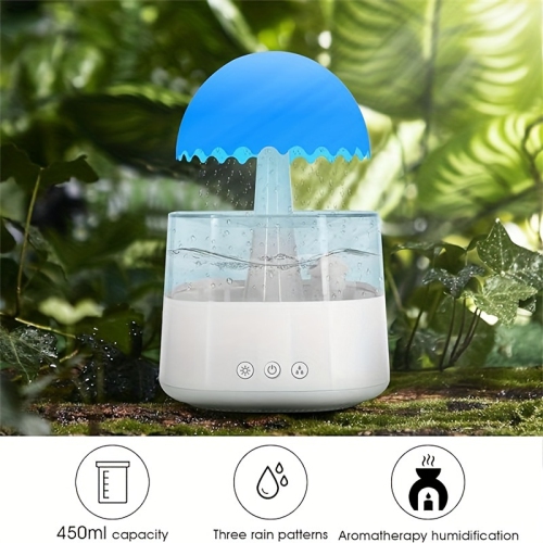YOULIGHTS Rain cloud drip humidifier with remote control, 2 in 1 rain cloud diffuser, 450 ml rain cloud drip humidifier, 7 color mushroom