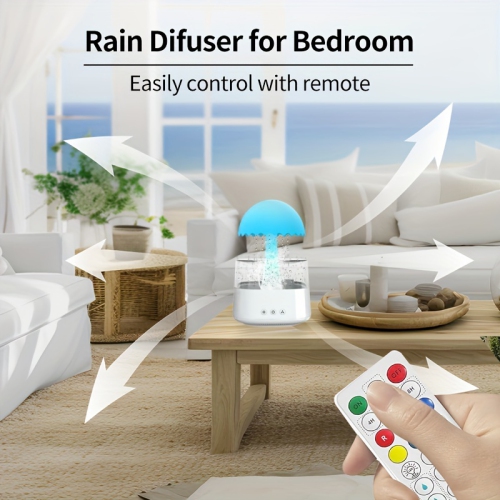 YOULIGHTS Rain cloud drip humidifier with remote control, 2 in 1 rain cloud diffuser, 450 ml rain cloud drip humidifier, 7 color mushroom