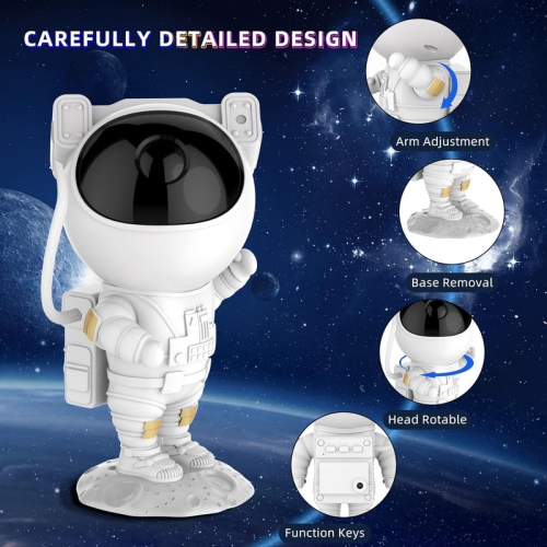 Veilleuse projecteur d'étoile astronaute de YOULIGHTS - Projecteur Space Buddy, lampe de plafond à nébuleuse galactique avec minuterie réglable à