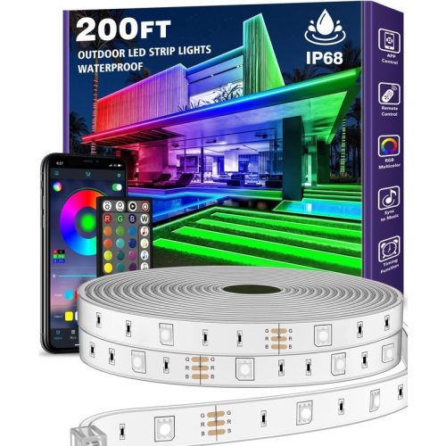 YOULIGHTS  Outdoor Led Strip Light Waterproof, Ip65 Outside Led Light Strip Waterproof With App Remote Control, Music Sync RGB Exterior Led Rope Light