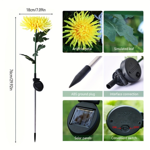 3-piece solar chrysanthemum lamp outdoor garden lamp simulation flower path lamp LED ground lamp garden lawn artificial flower lamp