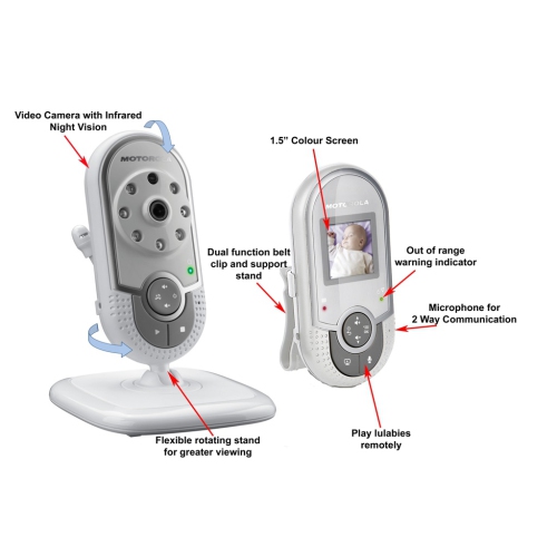 Remis à neuf - Caméra pour interphone de surveillance vidéo numérique avec vision nocturne MBP20 de MOTOROLA - Blanc cassé