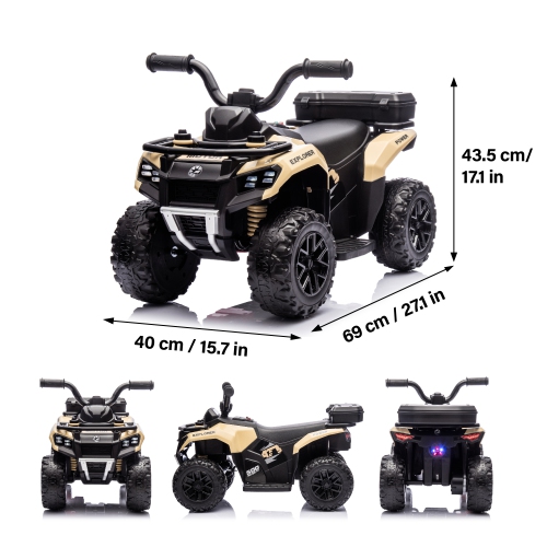 VOLTZ TOYS Explorer Quad UTV Ride-On Car Toy for Kids with 6V Battery, LED Lights, Music Player, Suspension, Battery Powered Electric Vehicle Kids