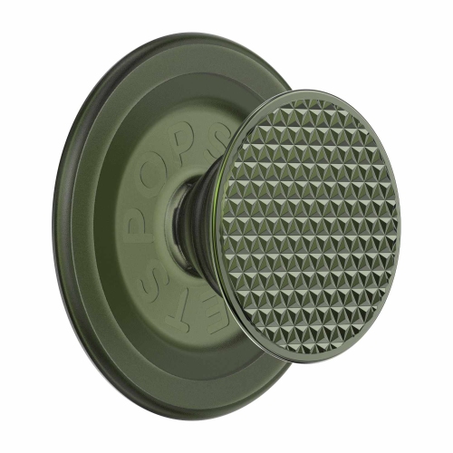 PopSockets PopGrip for MagSafe Round with Adapter Ring | Triangle Knurled Olive