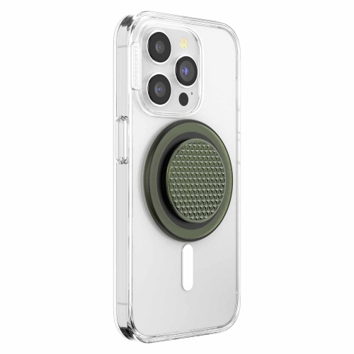 PopSockets PopGrip for MagSafe Round with Adapter Ring | Triangle Knurled Olive