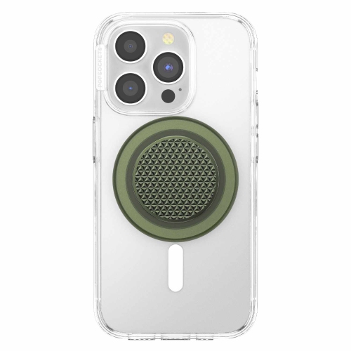 PopSockets PopGrip for MagSafe Round with Adapter Ring | Triangle Knurled Olive