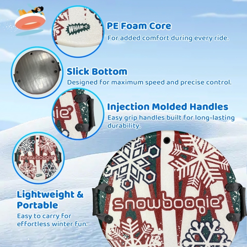 Wham-O Winter 26" Single Rider Snow Sled, Air Disc Sled with PE Foam Core Slick Bottom Comfortable Handles