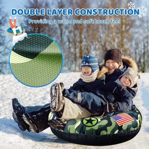WHAM-O Super Snow Sledding Tube, édition de luxe surdimensionnée de 46&nbsp;po, traîneau à neige gonflable à une personne avec poignées