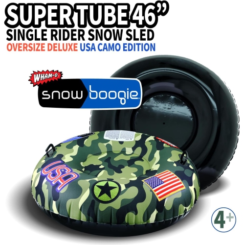 WHAM-O Super Snow Sledding Tube, édition de luxe surdimensionnée de 46&nbsp;po, traîneau à neige gonflable à une personne avec poignées