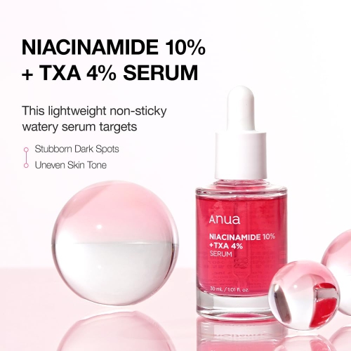 Anua Niacinamide + 4% Tranexamic Acid Serum, Korean Glass Skin, Fragrance-Free