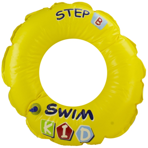 Inflatable Yellow and Blue Swim Kid Swimming Pool Ring Inner Tube, 20-Inch