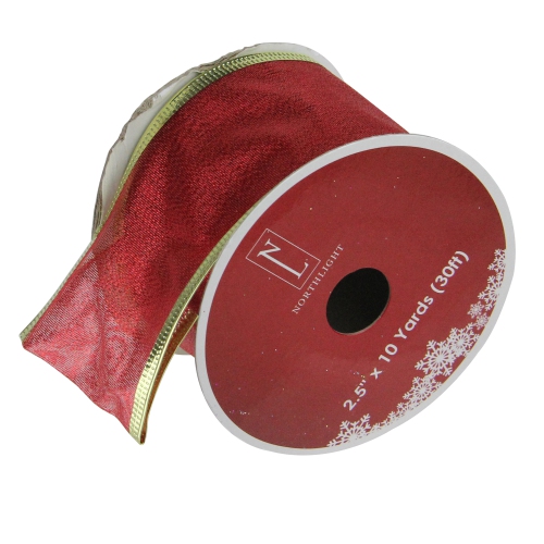 Paquet de 12 rubans d'artisanat texturés à fil rouge et doré de 2,5&nbsp;po x 120 verges
