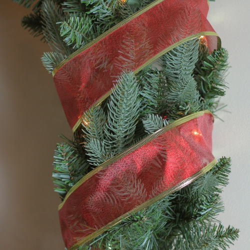 Pack of 12 Textured Red and Gold Wired Craft Ribbon 2.5" x 120 Yards