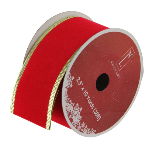 Paquet de 12 bobines de ruban de Noël filaires en or rouge vif de 2,5&nbsp;po x 120 verges