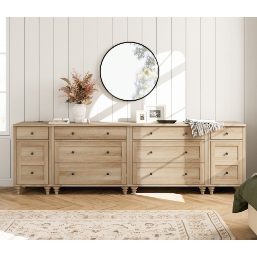 WAMPAT  Dresser for Bedroom With 8 Drawers And 2 Storage Cabinets, Nightstands With Charging Station for Living Room, Nursery, Hallway