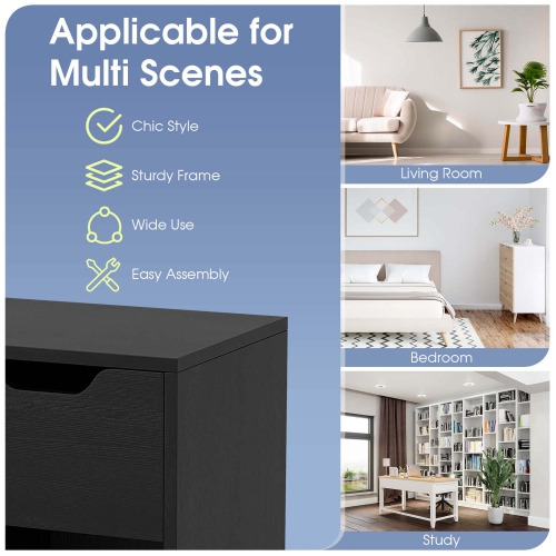 Costway 1 PCS 3-Cube Bookcase Organizer with 2-tier Wooden Storage Shelf & Pull-out Drawer