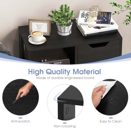 Costway 1 PCS 3-Cube Bookcase Organizer with 2-tier Wooden Storage Shelf & Pull-out Drawer