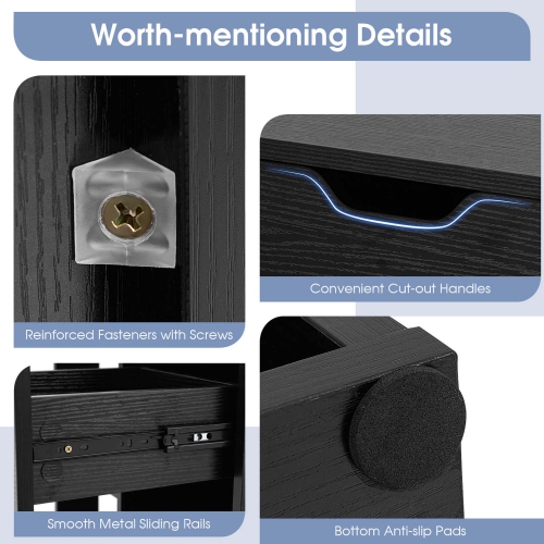 Costway 2 PCS 3-Cube Bookshelf 2-Tier Open Shelf Bookcase with Drawer Home Storage Organizer