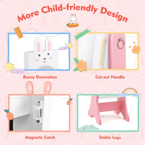 Costway Kids Jewelry Cabinet Standing Children Jewelry Organizer with Full-Length Mirror