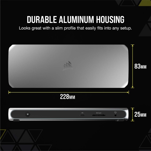 Corsair TBT100 Thunderbolt 3 Dock – 85W Charging, Dual 4k 60Hz Support, 2X HDMI, 40Gb/s,USB-C Gen 2 x2, USB-A 3.1 (7.5W) x2, Gigabit Ethernet