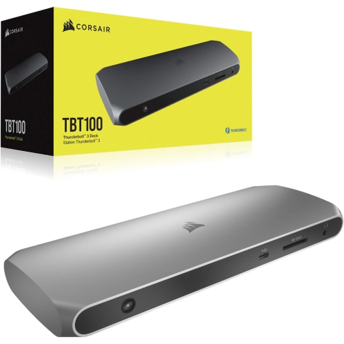 Corsair TBT100 Thunderbolt 3 Dock – 85W Charging, Dual 4k 60Hz Support, 2X HDMI, 40Gb/s,USB-C Gen 2 x2, USB-A 3.1 (7.5W) x2, Gigabit Ethernet