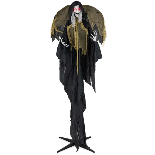 COSTWAY  8.2 Ft Halloween Standing Witch Voice Activated Animatronic Ghost With Lighted Eyes