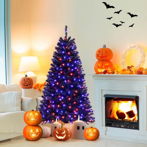 Costway 6 FT Halloween Tree Artificial Decoration Tree with 758 Branch Tips 6 Lighting Modes