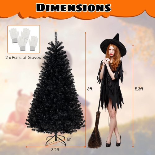 Costway 6 FT Halloween Tree Artificial Decoration Tree with 758 Branch Tips 6 Lighting Modes