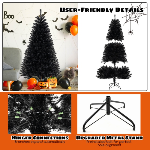 Costway 6 FT Halloween Tree Artificial Decoration Tree with 758 Branch Tips 6 Lighting Modes