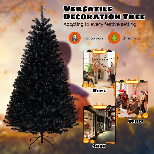 Costway 6 FT Halloween Tree Artificial Decoration Tree with 758 Branch Tips 6 Lighting Modes
