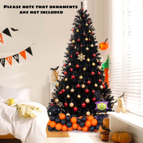 Costway 8 FT Halloween Tree Artificial Decoration Tree with 1408 Branch Tips 6 Lighting Modes