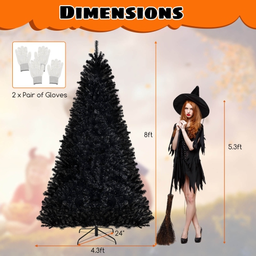Costway 8 FT Halloween Tree Artificial Decoration Tree with 1408 Branch Tips 6 Lighting Modes