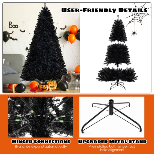 Costway 8 FT Halloween Tree Artificial Decoration Tree with 1408 Branch Tips 6 Lighting Modes