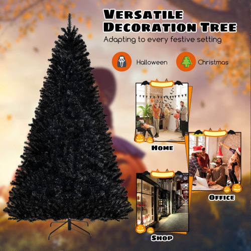 Costway 8 FT Halloween Tree Artificial Decoration Tree with 1408 Branch Tips 6 Lighting Modes