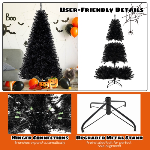 Arbre de décoration artificiel en forme d'arbre d'Halloween de 7 pi avec 1040 branches de Costway, 6 modes d'éclairage