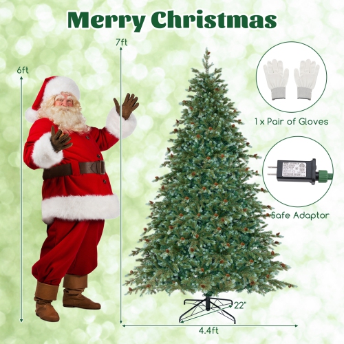 Arbre de Noël artificiel de 7 pi avec 846 pointes de branches de Costway, 340 lumières à DEL blanc chaud