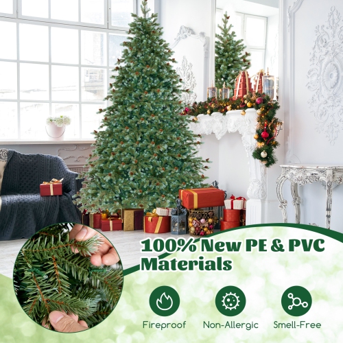 Arbre de Noël artificiel de 7 pi avec 846 pointes de branches de Costway, 340 lumières à DEL blanc chaud